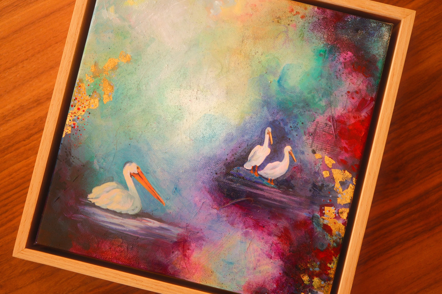 "Pelicans on Lake Nemeiben" Original Painting